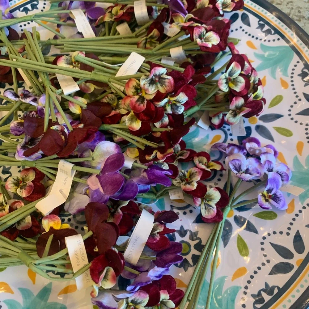 Vintage Velvet Flowers from Czech Republic Red Pansy Bouquet
